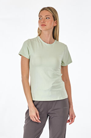 Lumberjack Bisiklet Yaka Basic Pastel Yeşil Kadın T-Shirt 2SWCT1313F