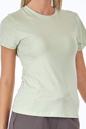 Lumberjack Bisiklet Yaka Basic Pastel Yeşil Kadın T-Shirt 2SWCT1313F