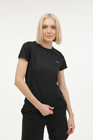 W-SN230 BASIC PES C NECK Siyah Kadın Kısa Kol T-Shirt