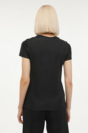 W-SN230 BASIC PES C NECK Siyah Kadın Kısa Kol T-Shirt