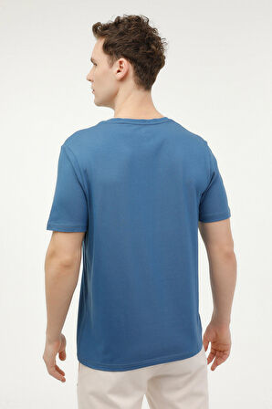 M-CT111 BSC V NK T-SH 3FX HAVACI MAVI Erkek Kısa Kol T-Shirt
