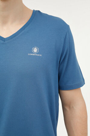 M-CT111 BSC V NK T-SH 3FX HAVACI MAVI Erkek Kısa Kol T-Shirt