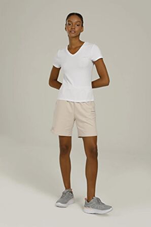 Lumberjack V Yaka Regular Fit Beyaz Kadın T-Shirt 2SCT1323FX