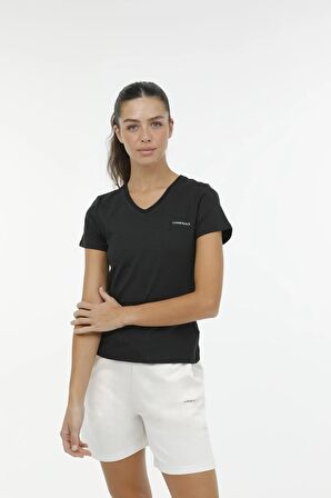 Lumberjack V Yaka Regular Fit Siyah Kadın T-Shirt 2SCT1323FX
