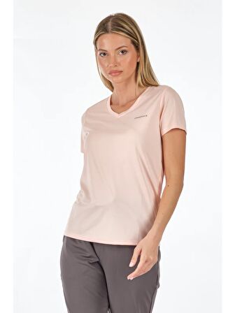 Lumberjack V Yaka Regular Fit Pastel-Pembe Kadın T-Shirt 2SCT1323FX
