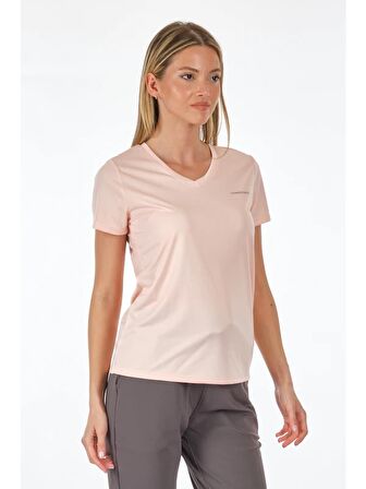 Lumberjack V Yaka Regular Fit Pastel-Pembe Kadın T-Shirt 2SCT1323FX