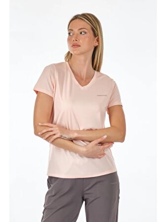 Lumberjack V Yaka Regular Fit Pastel-Pembe Kadın T-Shirt 2SCT1323FX