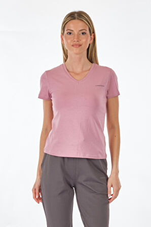 Lumberjack V Yaka Regular Fit K.Pembe Kadın T-Shirt 2SCT1323FX