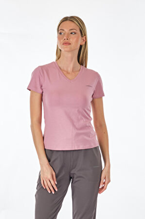 Lumberjack V Yaka Regular Fit K.Pembe Kadın T-Shirt 2SCT1323FX