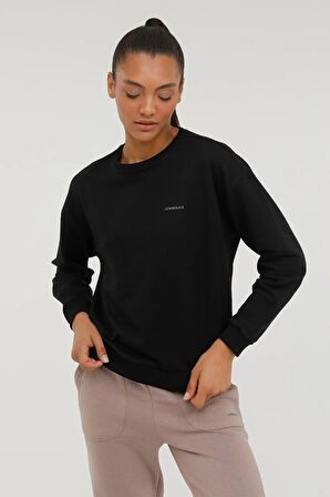 W-sn79 Basıc C Neck Sweat Siyah Kadın Sweatshirt