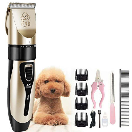 C5 Kırpık 10 In 1 Ayarlanabilir Şarjlı Kedi Köpek Tıraş Makinesi Pet Evcil Hayvan Tüy Kesme Aparatlı