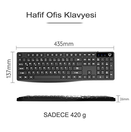 SC601 Kablosuz Klavye Mouse Set Siyah USB Türkçe Q Ofis Klavye Fare