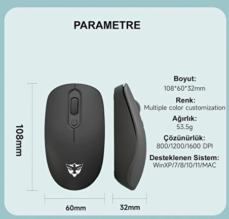 SC601 Kablosuz Klavye Mouse Set Siyah USB Türkçe Q Ofis Klavye Fare