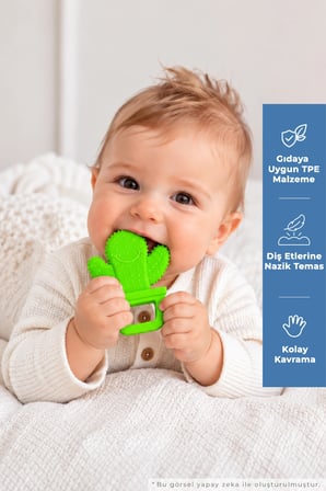 Babyjem Yumuşak Kaktüs Dişlik Diş Kaşıyıcı Açık Yeşil