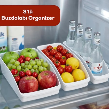 Porsima Org-49-P 3lü Çok Amaçlı Plastik Dolap Içi Düzenleyici Saklama Kutusu Organizer Sepet - Beyaz