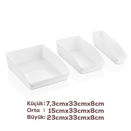 Porsima Org-49-P 3lü Çok Amaçlı Plastik Dolap Içi Düzenleyici Saklama Kutusu Organizer Sepet - Beyaz