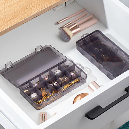 Porsima Org-600 Çok Amaçlı Bölmeli Kutu Organizer Takı Kutusu Antrasit