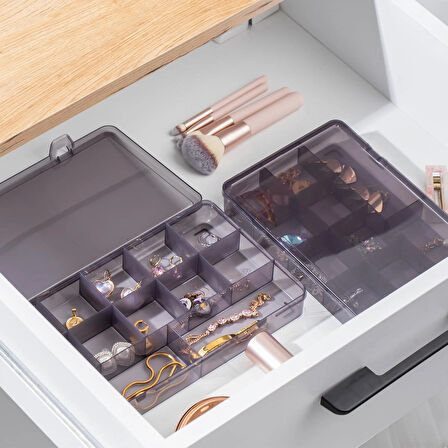 Porsima Org-601 Çok Amaçlı Bölmeli Kutu Organizer Takı Kutusu Antrasit