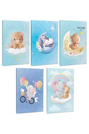 Mavi Düşler 5Li 64 Sayfa Çizgili Defter Seti -1