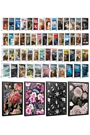 54 Dünya Klasiği Ve Çiçekli Çizgili Defter
Seti -1
