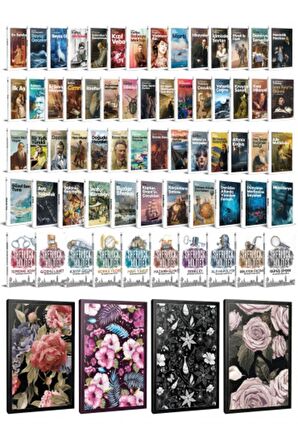 64 Dünya Klasiği Ve Çiçekli Çizgili Defter
Seti -1