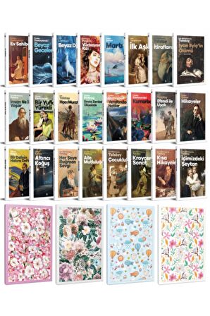 24 Dünya Klasiği Ve Çiçekli Çizgili Defter
Seti -2