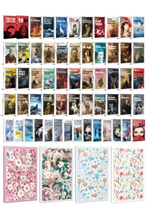 58 Dünya Klasiği Ve Çiçekli Çizgili Defter
Seti -2