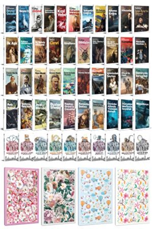 61 Dünya Klasiği Ve Çiçekli Çizgili Defter
Seti -2