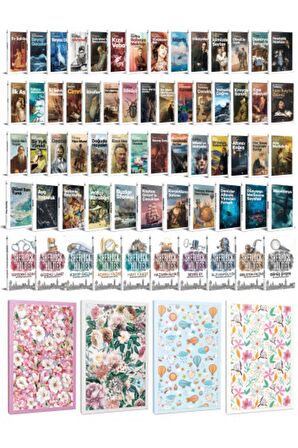 74 Dünya Klasiği Ve Çiçekli Çizgili Defter
seti -2