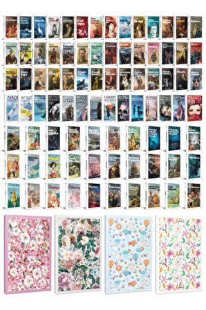 86 Dünya Klasiği Ve Çiçekli Çizgili Defter
Seti -2