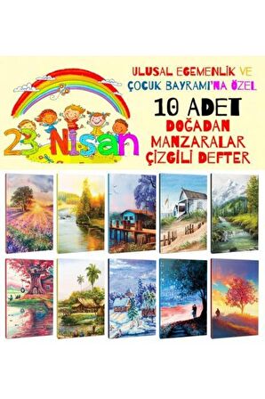 10lu Manzara Temalı Çizgili Defter Seti - 64
sayfa