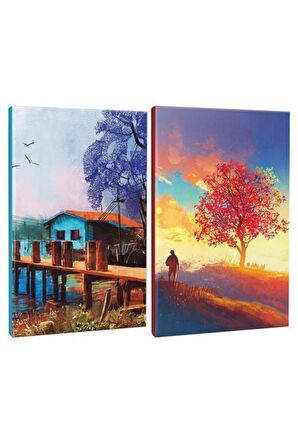2li Manzara Temalı 13,5x19,5cm 64 Sayfa Çizgili
defter Seti -10