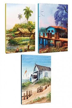3lü Manzara Temalı 13,5x19,5cm 64 Sayfa Çizgili
defter Seti -1