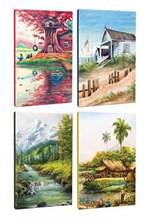 4lü Manzara Temalı 13,5x19,5cm 64 Sayfa Çizgili
defter Seti -9