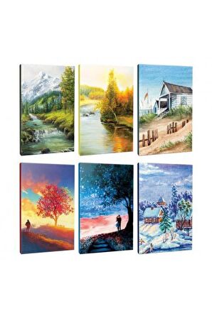 6lı Manzara Temalı 13,5x19,5cm 64 Sayfa Çizgili
defter Seti -10