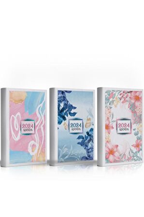 2024 Motivasyon Ajanda 3'lü Set 1 - Bahar Bahçe - Tual - Mavi Rüya