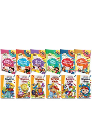 Korsan Boyama ve Büyük Boy Boyama Kitabı Seti 12 Kitap