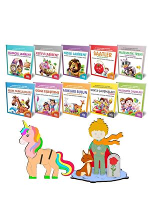 Süper Aktivite 10 Kitap ve 2'li 3D Ahşap Maket Seti