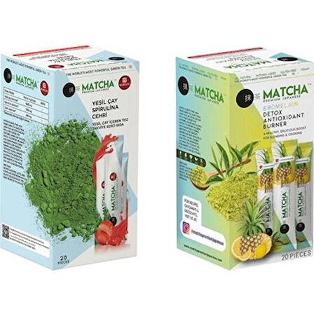 Çilek ve Ananas Aromalı Matcha Çayı (1'er Kutu Toplam 2 Kutu=40 Şase(Poşet)
