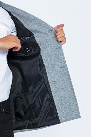 Erkek Slim Fit Düz Renk Astarlı Kışlık Yünlü Klasik Kaşe Kaban