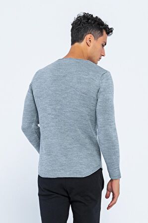 Erkek Regular Fit Düz Renk Bisiklet Yaka Kalın Triko Kazak