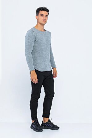 Erkek Regular Fit Düz Renk Bisiklet Yaka Kalın Triko Kazak