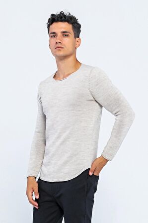 Erkek Regular Fit Düz Renk Bisiklet Yaka Kalın Triko Kazak