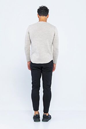 Erkek Regular Fit Düz Renk Bisiklet Yaka Kalın Triko Kazak