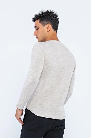 Erkek Regular Fit Düz Renk Bisiklet Yaka Kalın Triko Kazak