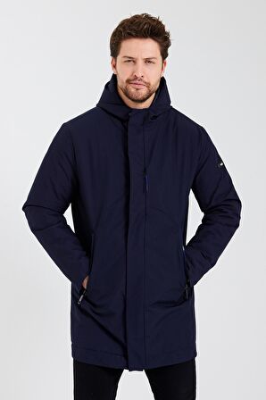 Erkek Regular Fit Kapüşonlu Fermuarlı Çok Cepli Kışlık Klasik Mont