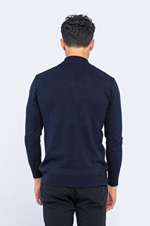 Erkek Slim Fit Düz Renk Balıkçı Yaka Boğazlı Kazak