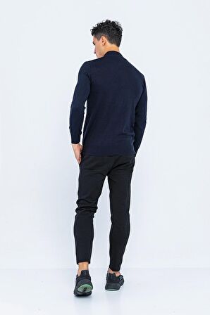 Erkek Slim Fit Düz Renk Balıkçı Yaka Boğazlı Kazak