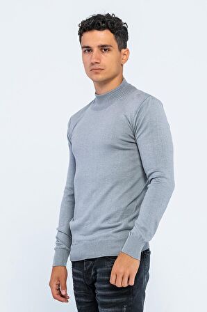 Erkek Slim Fit Düz Renk Balıkçı Yaka Boğazlı Kazak