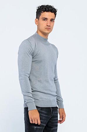 Erkek Slim Fit Düz Renk Balıkçı Yaka Boğazlı Kazak